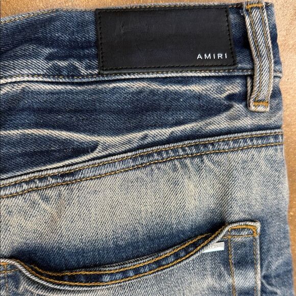 AMIRI Relaxed Fit Blue and Tan Jeans - Picture 14 of 16
